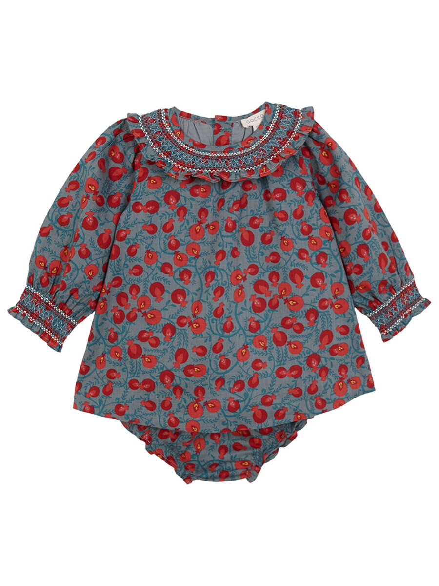 Vestido Cuello Nido De Abeja Turquesa