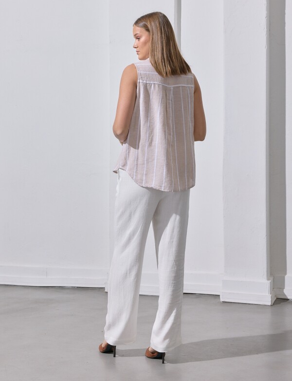 Camisa Lino BEIGE/MULTI