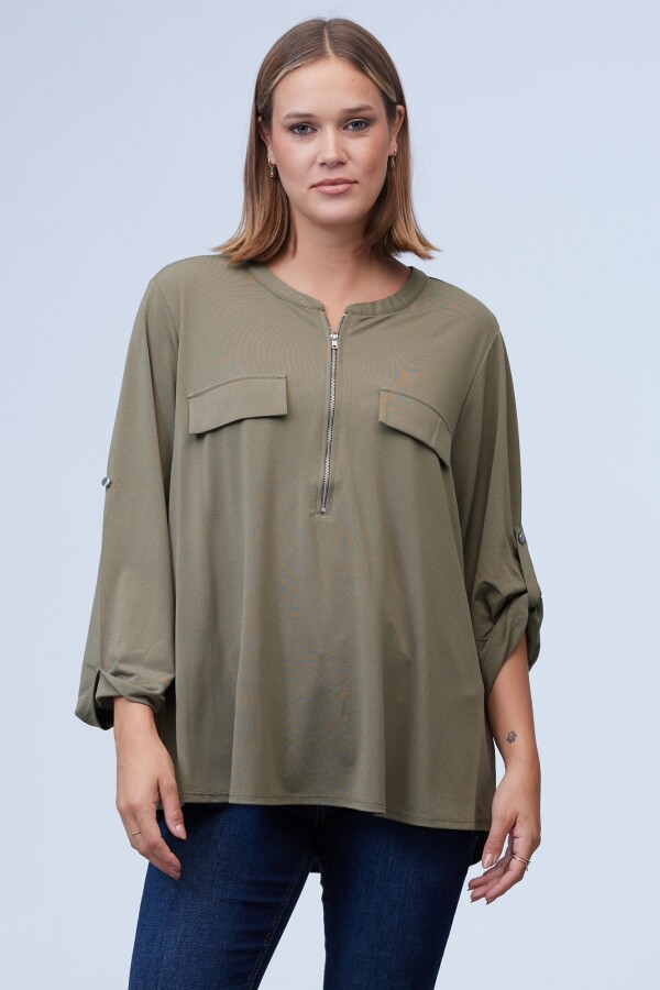 Blusa Oversize Zip OLIVA