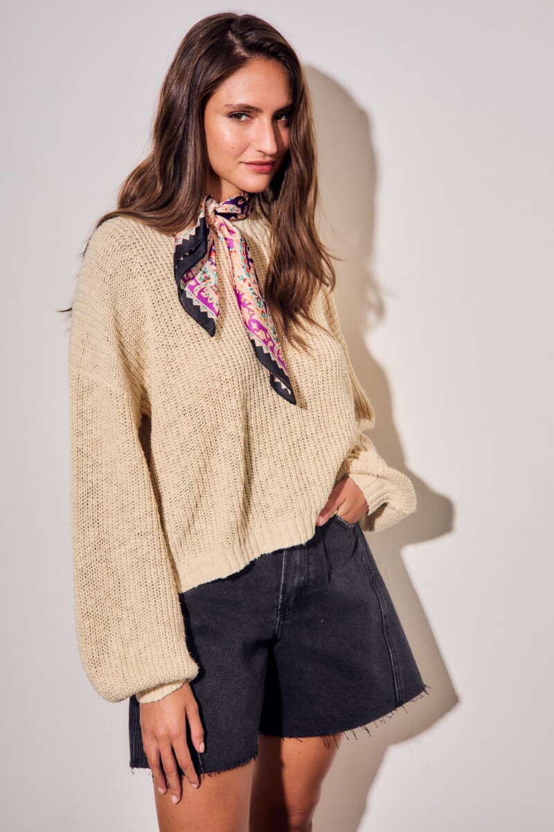 Sweater Bouclé Texturado Beige