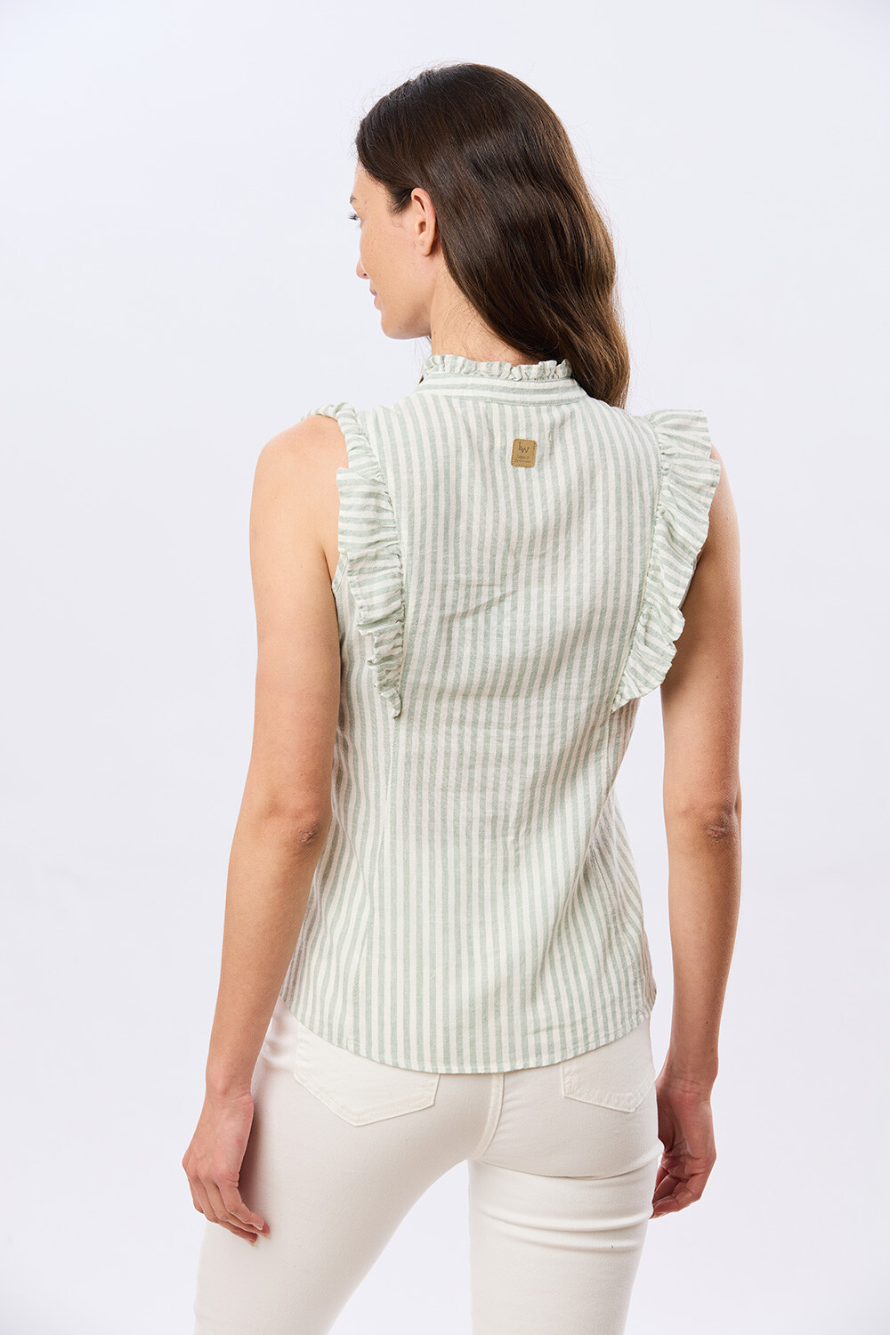 CAMISA DE LINO RAYADA Menta