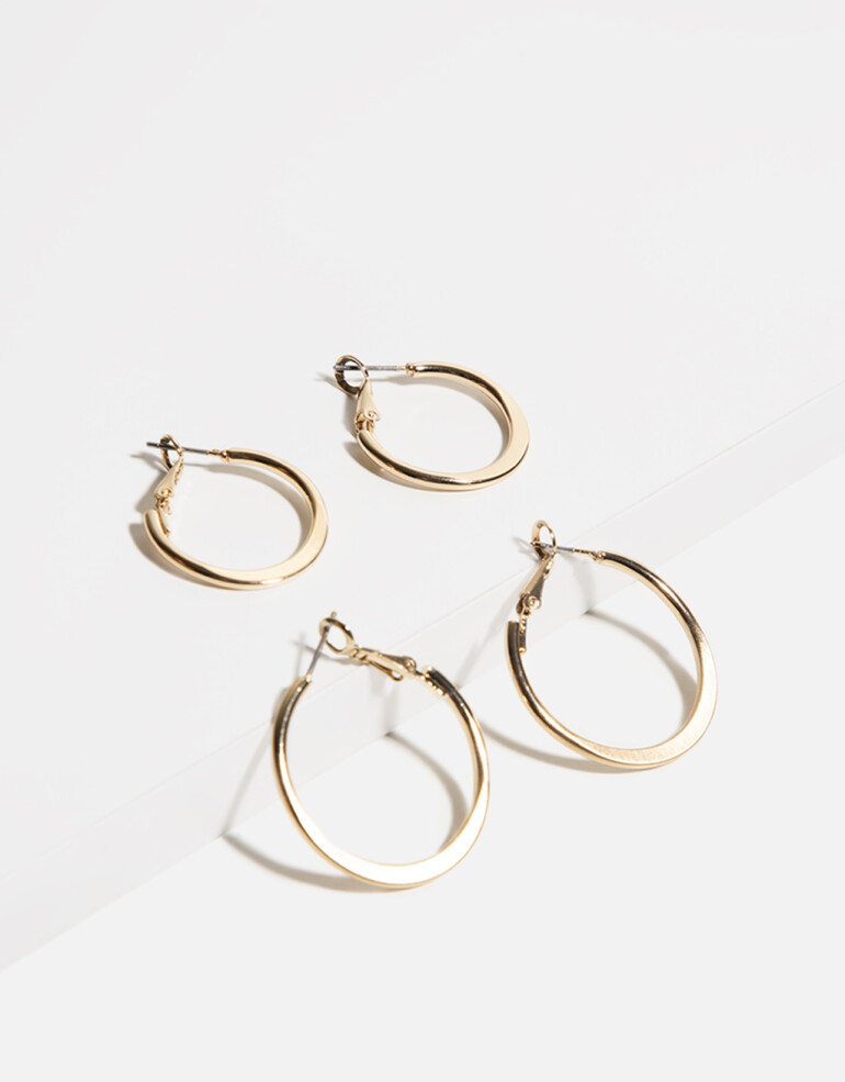 Aros Argollas Set Set De Argollas Clásicas - Dorado