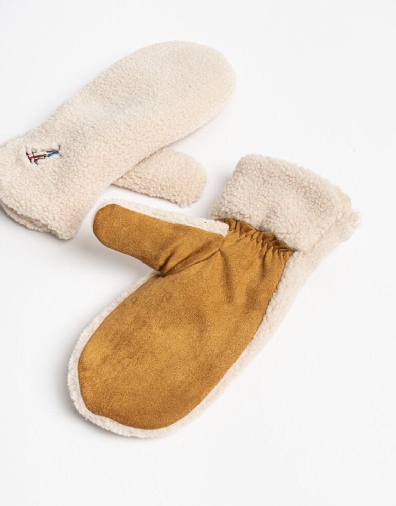 Guantes Varios Mitones De Corderito Con Bordado De Esquiador - Combinacion Bicolor