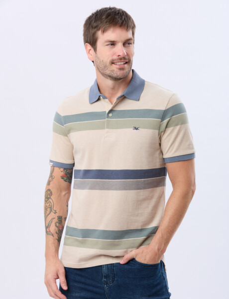 REMERA POLO RAYADA Beige