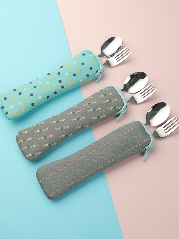 Set cubiertos con estuche - Diseño 1 — Miniso Uruguay