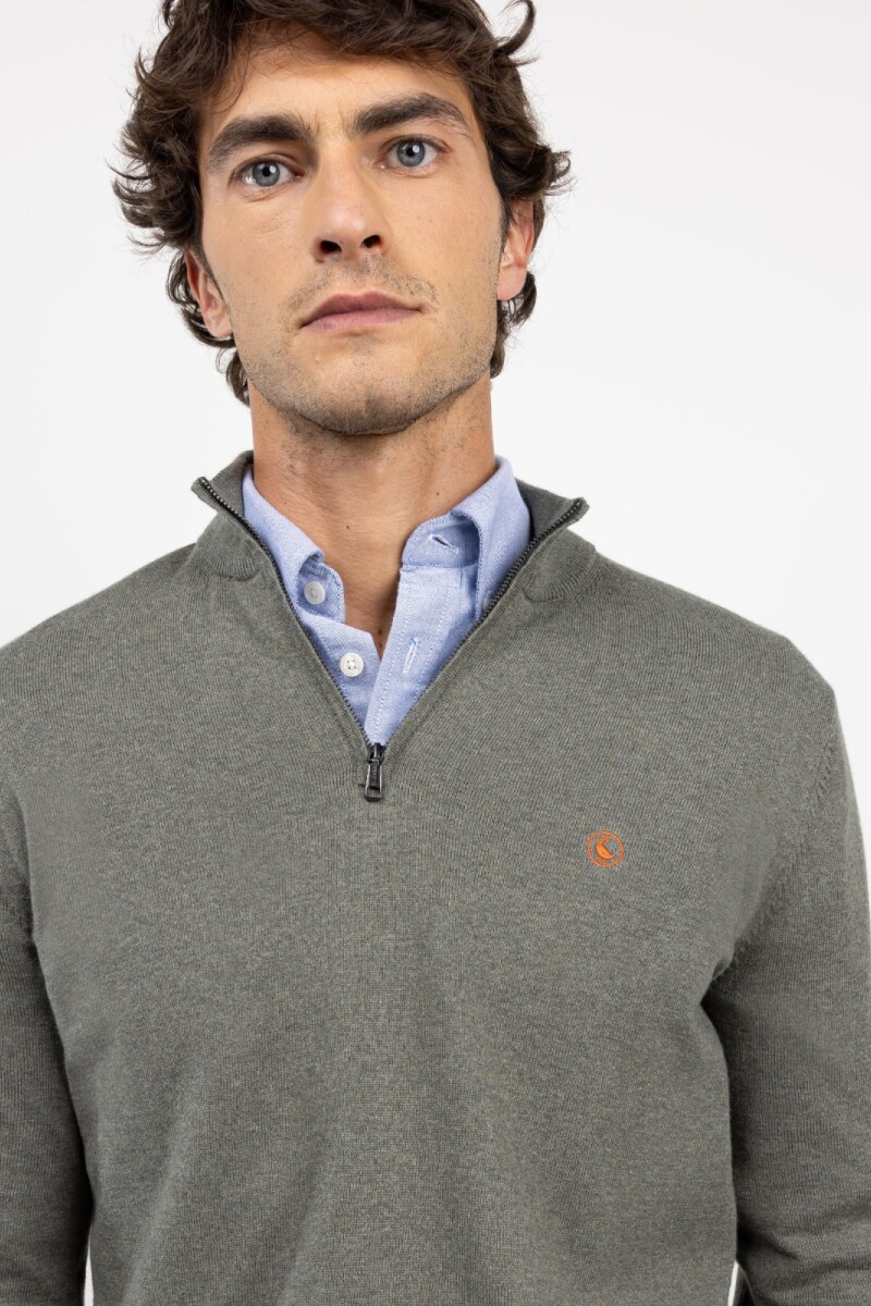 Sweater Medio Cierre El Ganso Verde