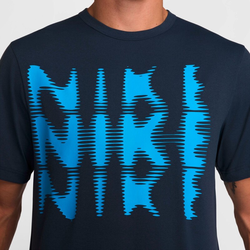Camiseta Nike Dri-Fit Uv Hyverse Swoosh de Hombre Azul