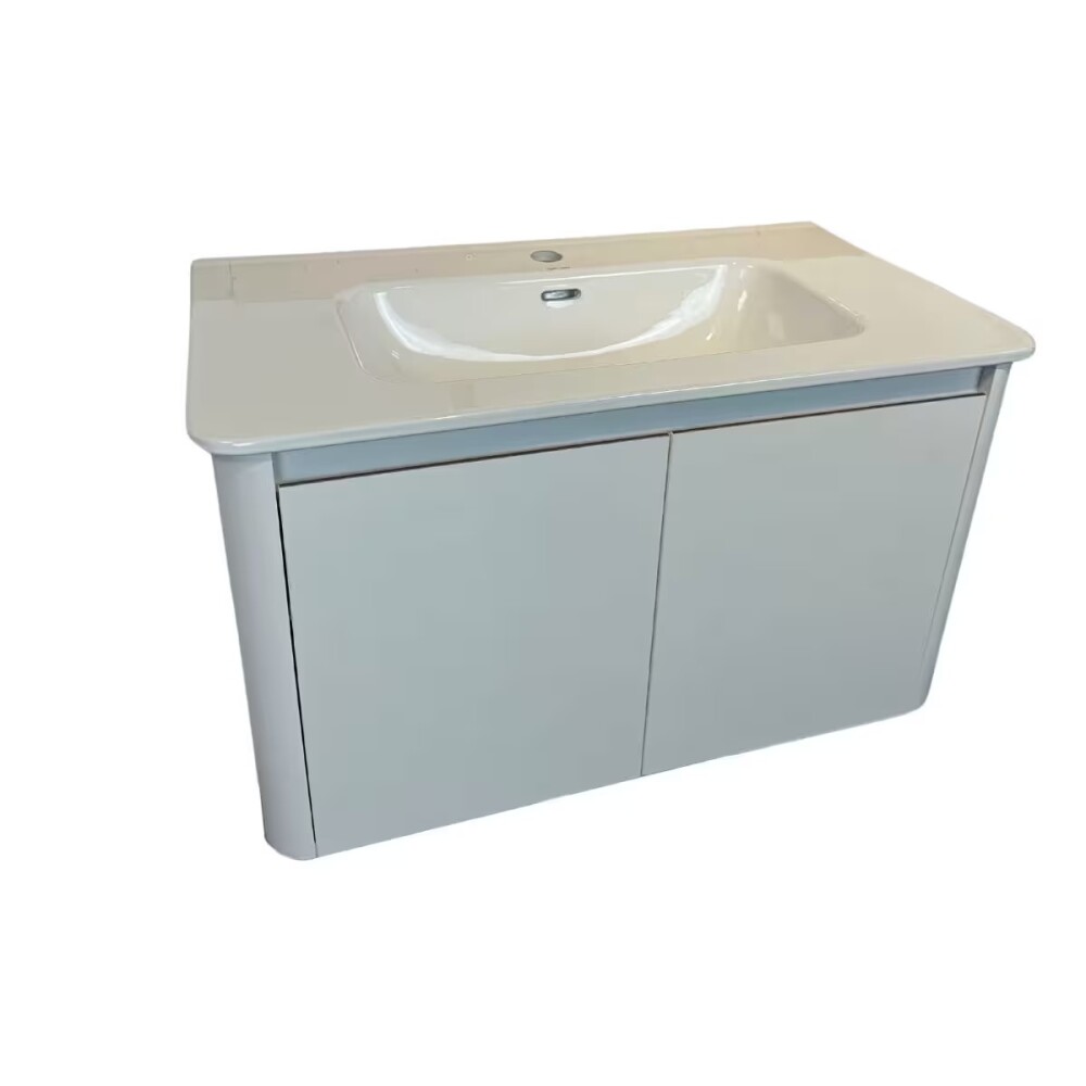 Mueble de baño suspendido Montano Blanco 80 cm con Bacha de Loza Mueble De Baño Suspendido Montano Blanco 80 Cm Con Bacha De Loza