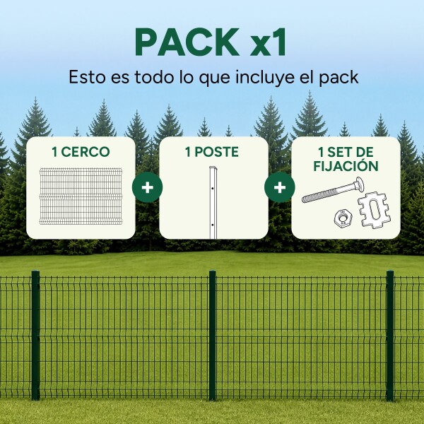 Cerco Reja Perimetral 2,50 x 1,83 m con Poste y Grampas Verde