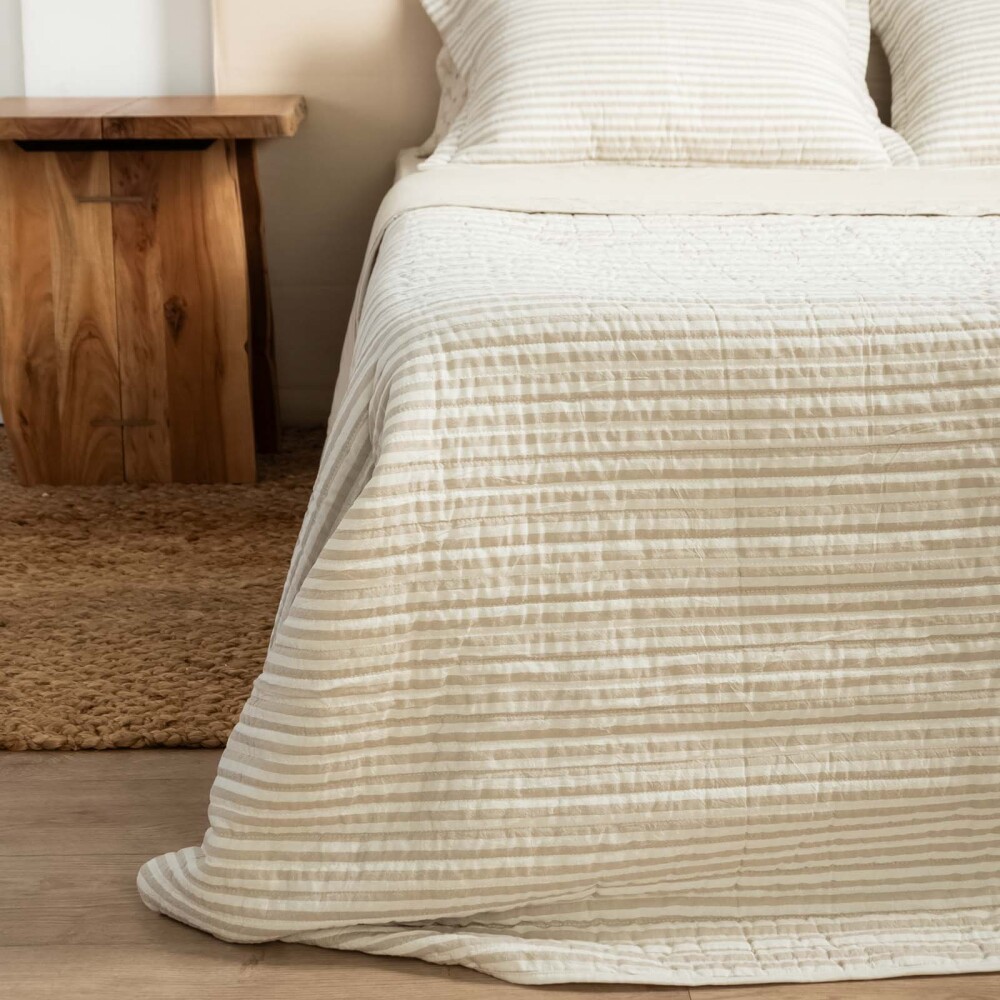 SET CUBRECAMA 1 PLAZA ALGODON COTTON STRIPE