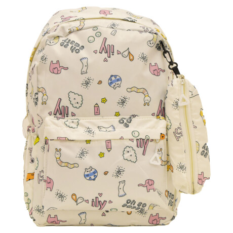 Set Mochila Infantil Escolar con Cartuchera + Botella 500ML Blanco