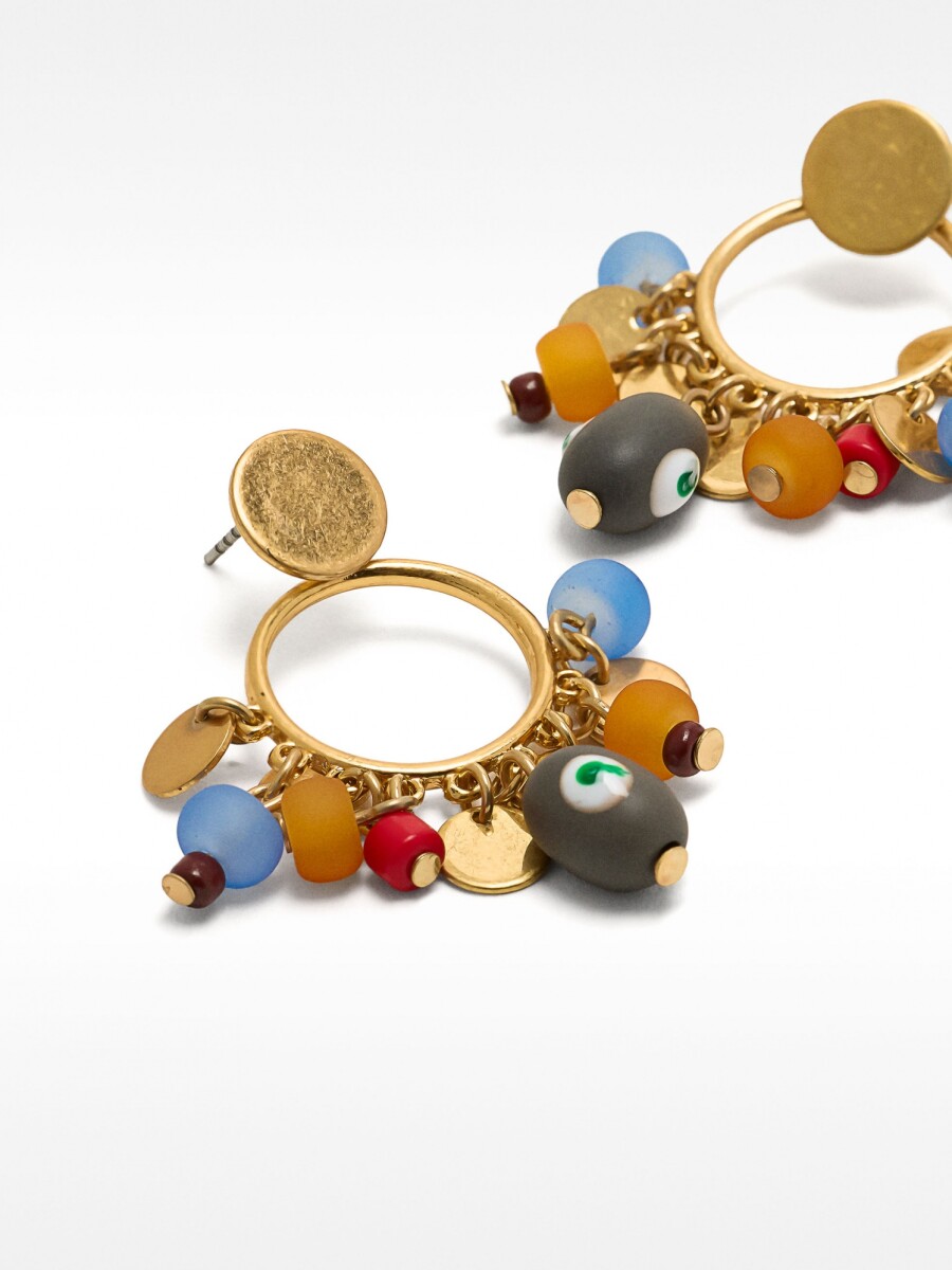 Pendientes Con Medallas Y Cuentas multicolor