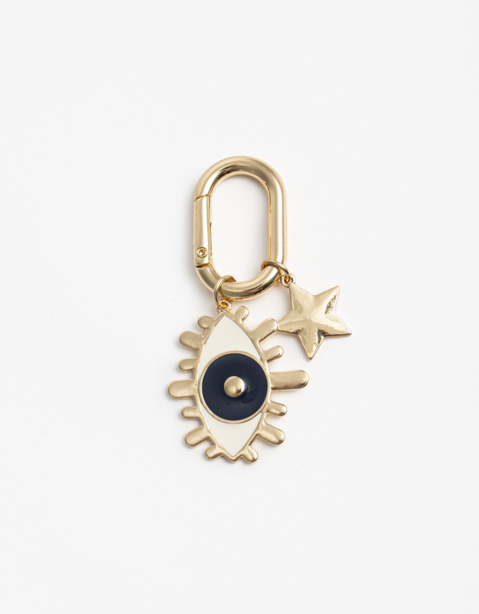 Llavero Y Bag Charm Metálico De Ojo Místico Y Estrella 