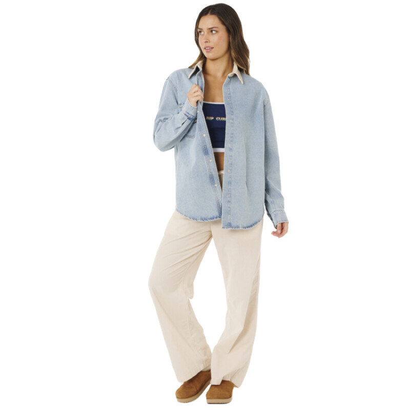 Camisa Rip Curl Surf Side Relaxed Denim Camisa Rip Curl Surf Side Relaxed Denim