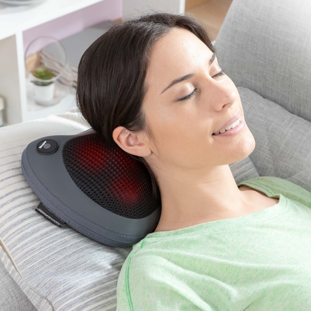 MASAJEADOR SHIATSU COMPACTO CUERO-POLIURETANO-Y-POLIESTER GRIS INNOVAGOODS