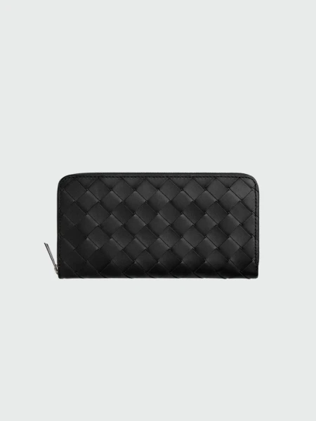 Billetera Continental de cuero Bottega Veneta, Intrecciato Negro