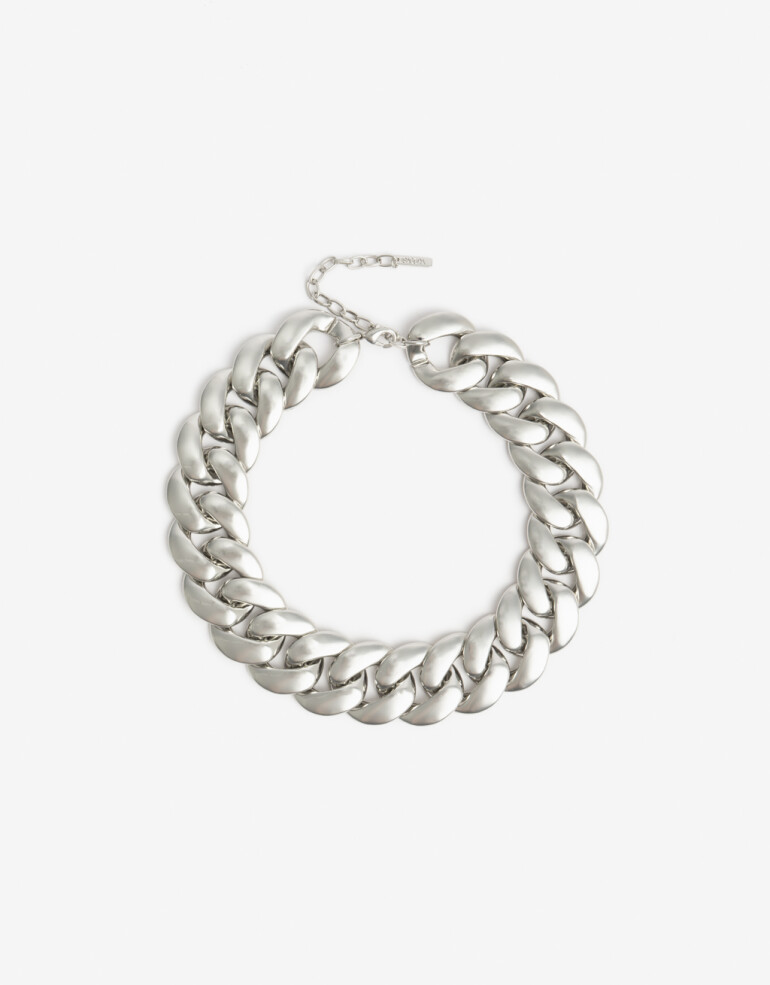 Collares Cortos Metal Collar Corto Cadena Bold - Plateado Rodio