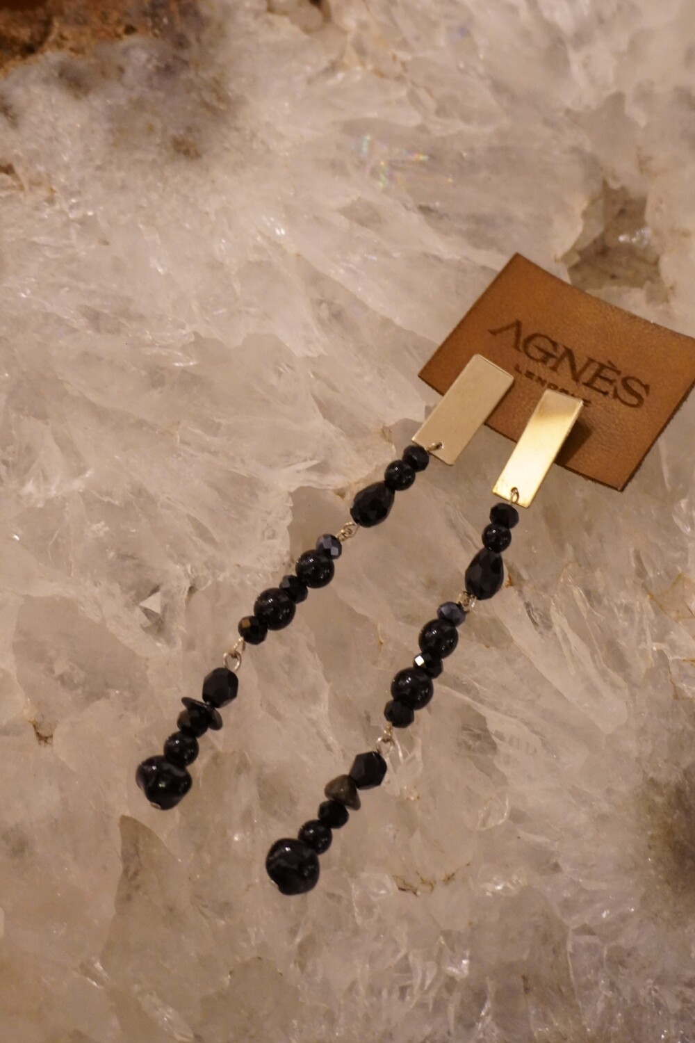 Multi Stone Earrings Plateado / Negro