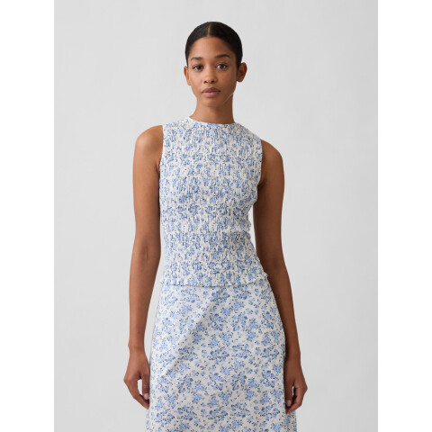 V-SL SMOCKED MB TOP BLUE FLORAL