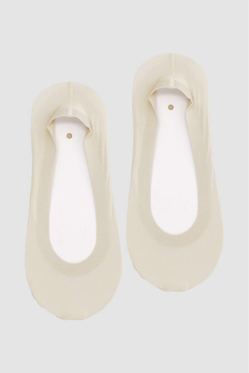 Medias invisibles de microfibra y planta de algodón - Beige 