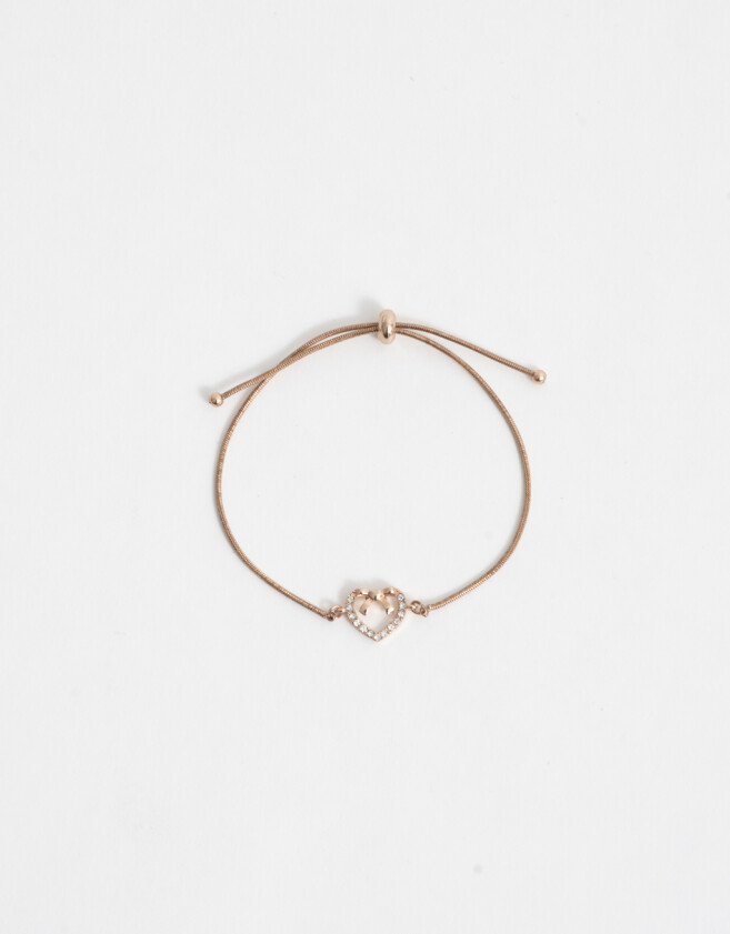 Pulseras Flexibles Bañada en Oro Rosa Pulsera Flexible Con Dije Corazón - Dorado Oro Rosa