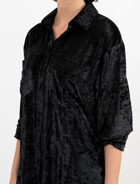 Vestido mini camisero velour negro