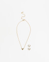 Bijouterie Set Metal Set De Aros Pasantes Y Collar Premium - Dorado