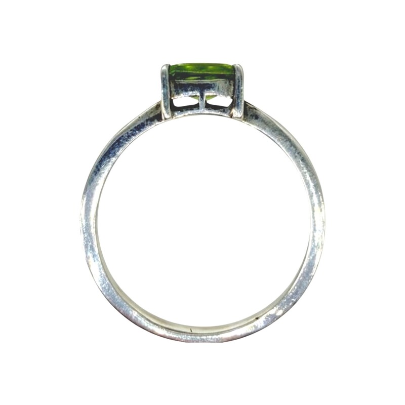 Anillo Cuadrado-Plata rodinada-Piedra Peridoto-AN2023 conpiedra
