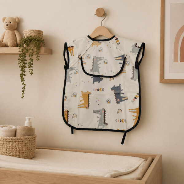 Babero Tipo Polera Impermeable para Bebé con Bolsillo Blanco 1