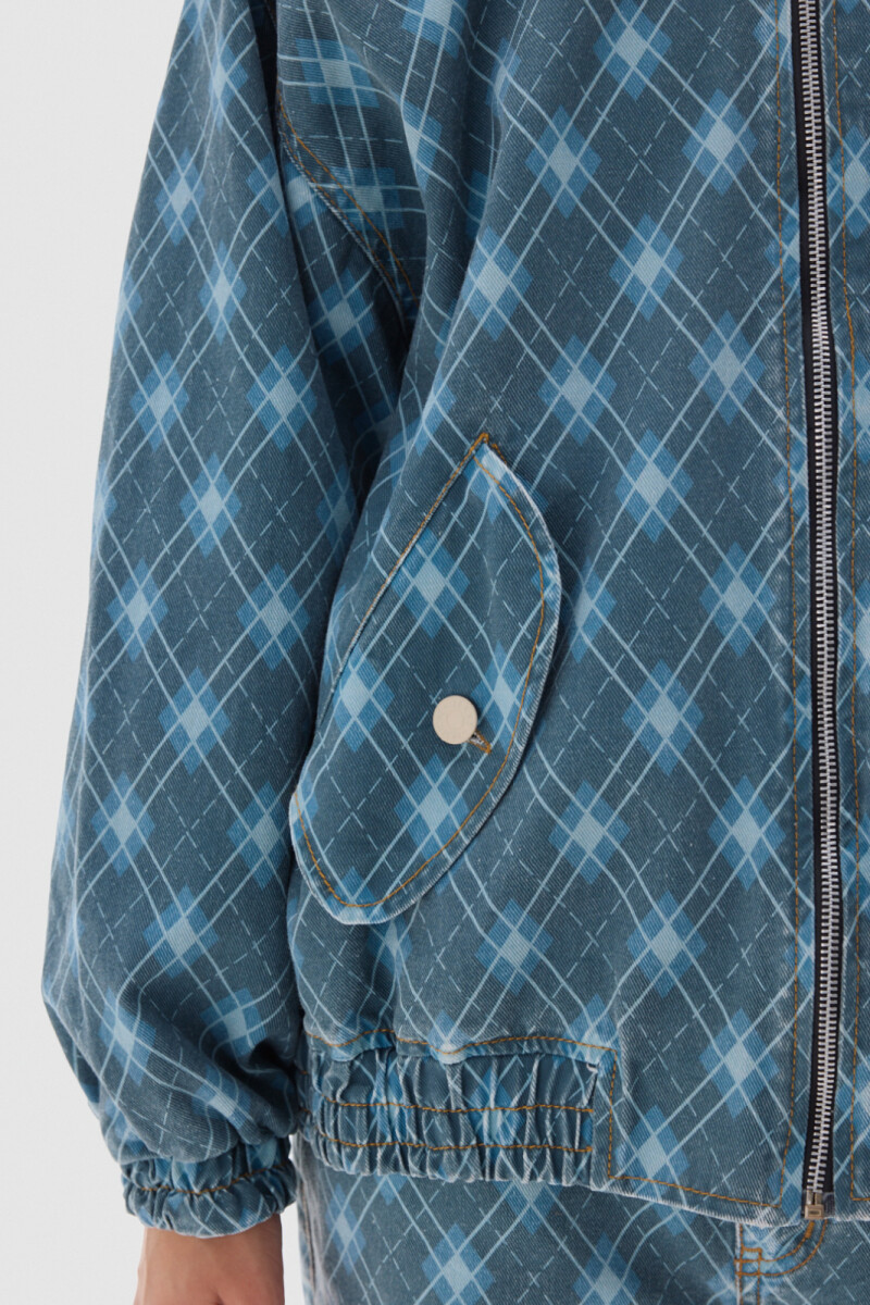 Campera Bomber Print Blue