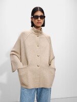 Poncho De Punto De Cuello Alto camel