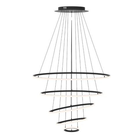 COLGANTE LED 120W ANILLOS 3000K NEGRO 20+40+60+80+100CM" COLGANTE LED 120W ANILLOS 3000K NEGRO 20+40+60+80+100CM"