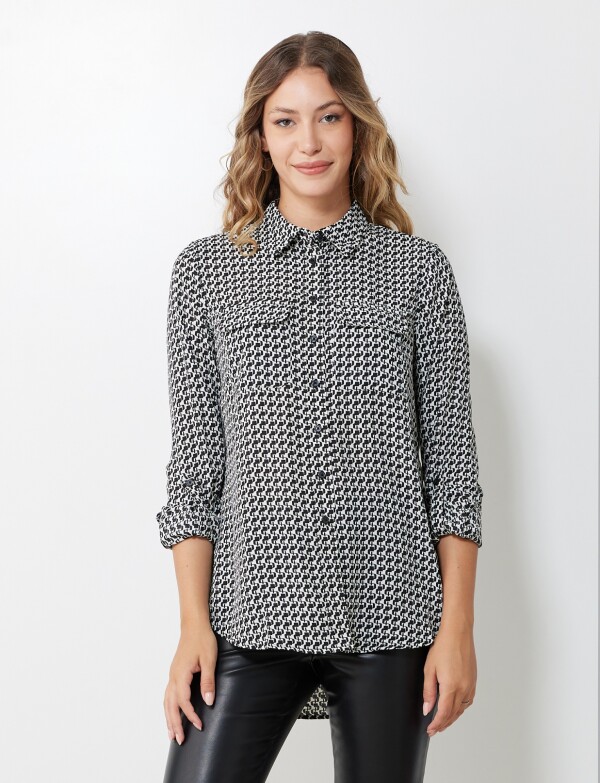 Camisa Gasa Print NEGRO/BLANCO