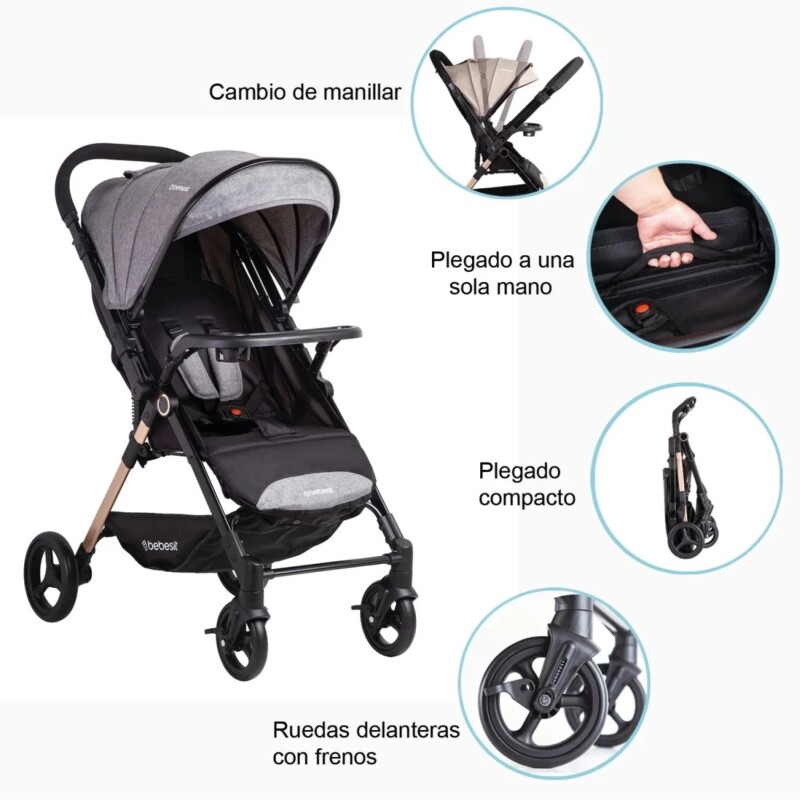 Coche City Manillar Reversible y Plegado Compacto con una Mano Coche City Manillar Reversible y Plegado Compacto con una Mano