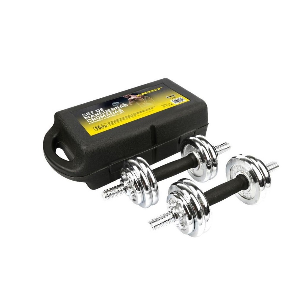 PAR DE MANCUERNAS CROMADAS 15KG. PAR DE MANCUERNAS CROMADAS 15KG.