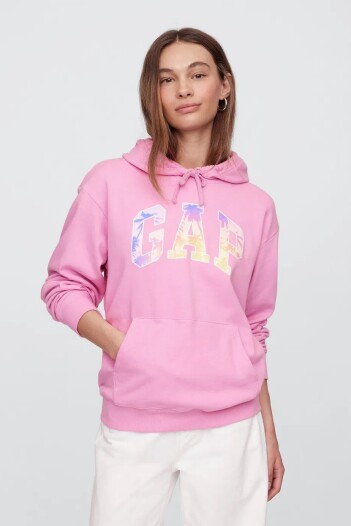 Buzo Canguro Logo Gap Sin Felpa Mujer Sugar Pink