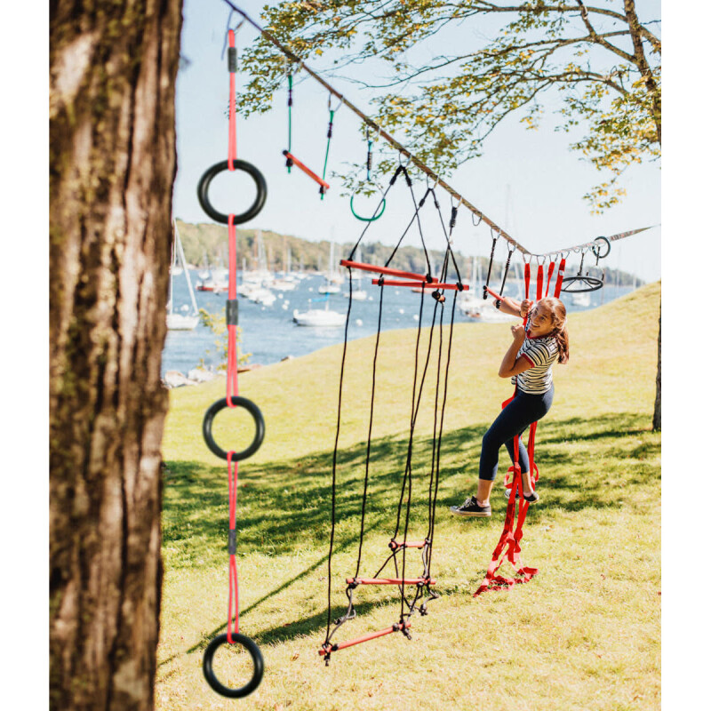 Ninja Line Cuerda de lujo Slackers 15 m con 9 obstáculos colgantes Ninja Line Cuerda de lujo Slackers 15 m con 9 obstáculos colgantes