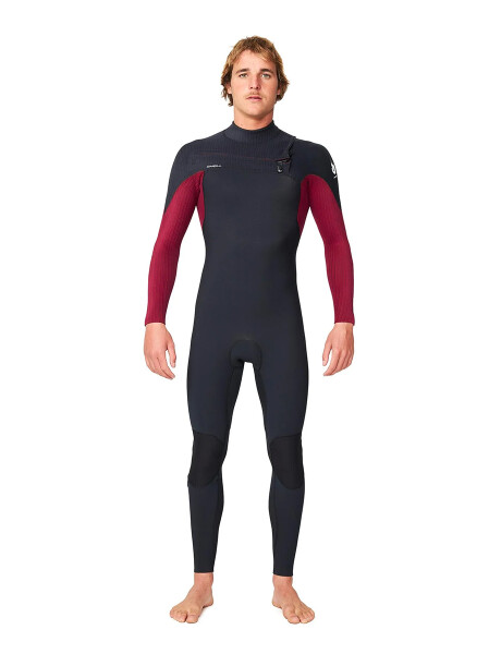 Hyperfreak Fire 4/3 mm - Full Suit Chest Zip Rojo Oscuro