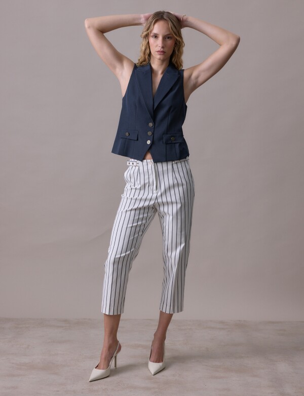 Pantalon Slim Ankle BLANCO/AZUL