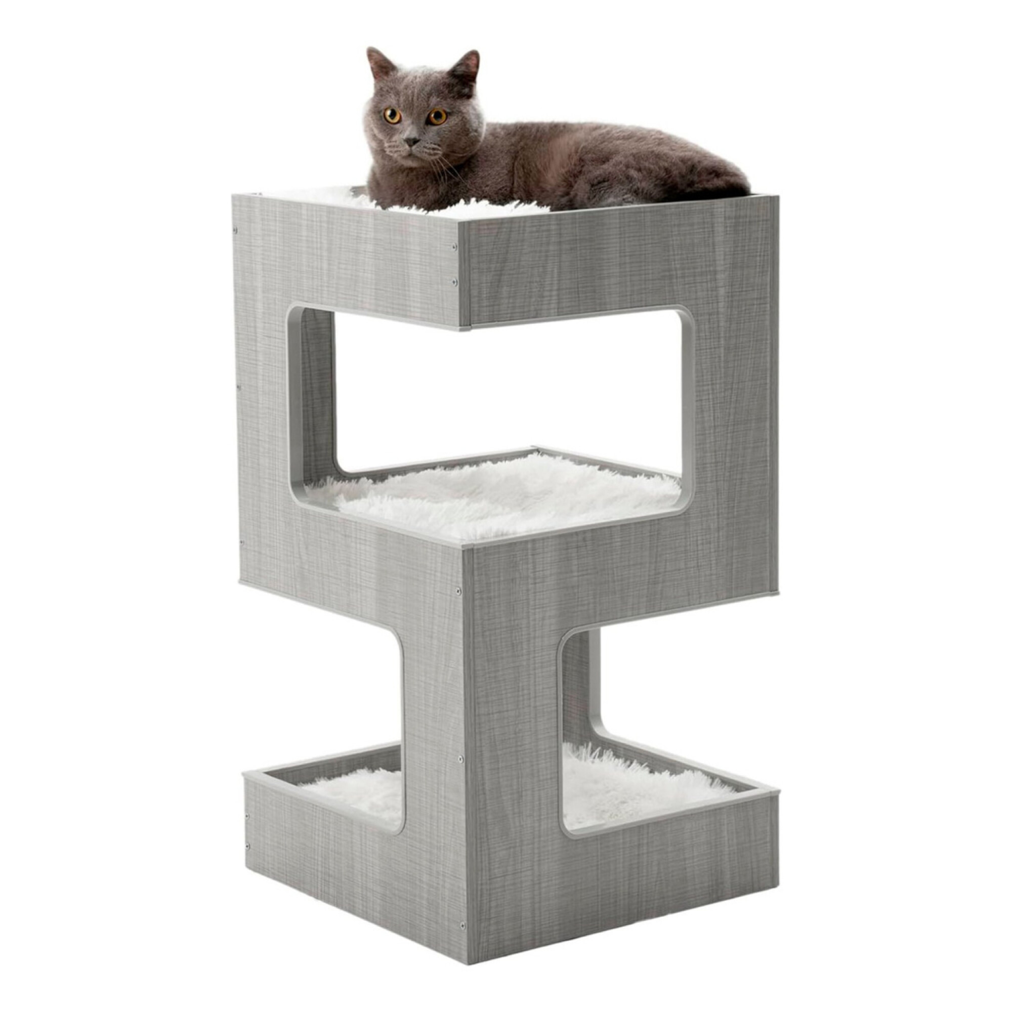 Cama Triple Para Gato En Madera Elevada Con Almohadones Atrix
