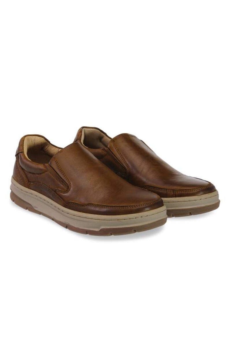 ZAPATO CUERO SIN CORDONES - Marrón Claro 