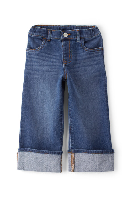 Pantalón jean de pierna ancha y dobladillo Sin color