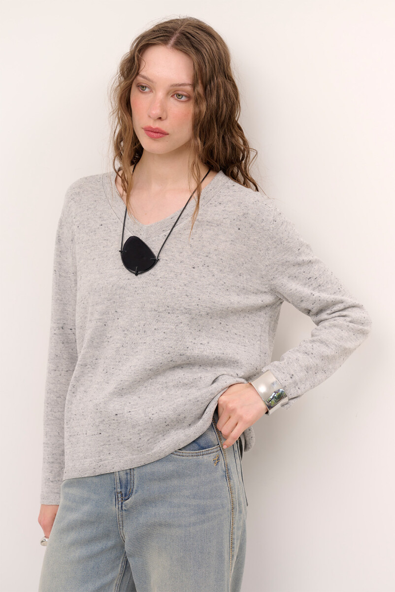 SWEATER V BOUTONE - GRIS 
