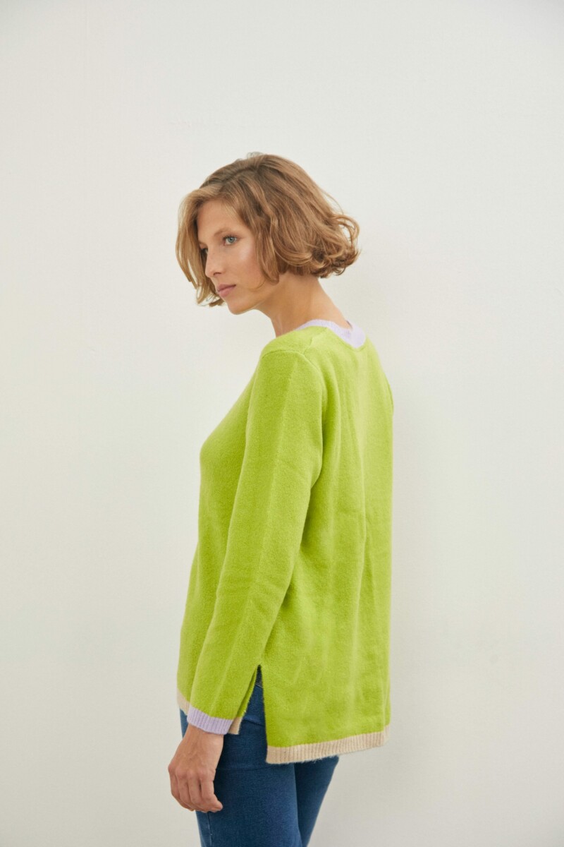 Sweater con vivo en contraste verde manzana