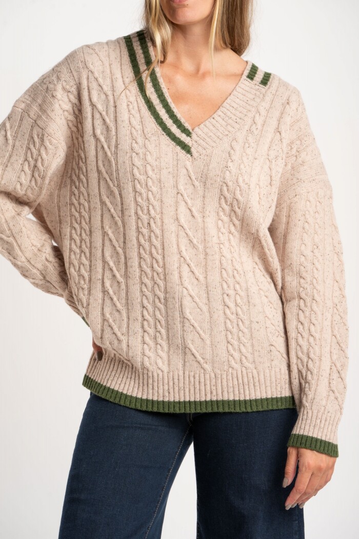 Sweater Lana Escote V Nacar