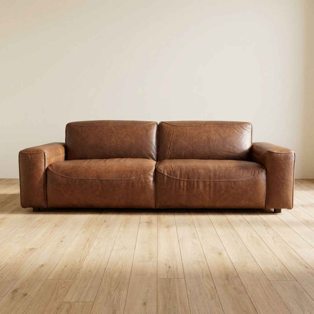 SOFA - 3 CUERPOS CUERO-100-NATURAL MARRON PORTO CHOC. 