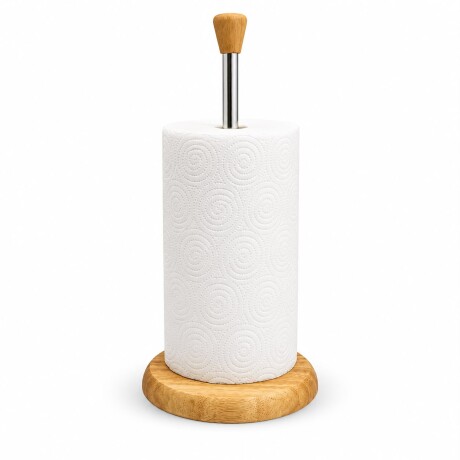 Porta rollo de Papel Cocina de Bambú y Acero Inoxidable Porta rollo de Papel Cocina de Bambú y Acero Inoxidable