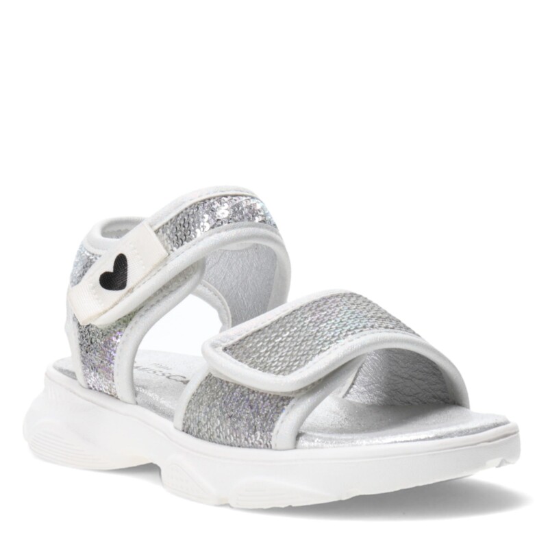 Sandalia de Niña Mini Miss Carol SHINE con lentejuelas y velcro Plateado