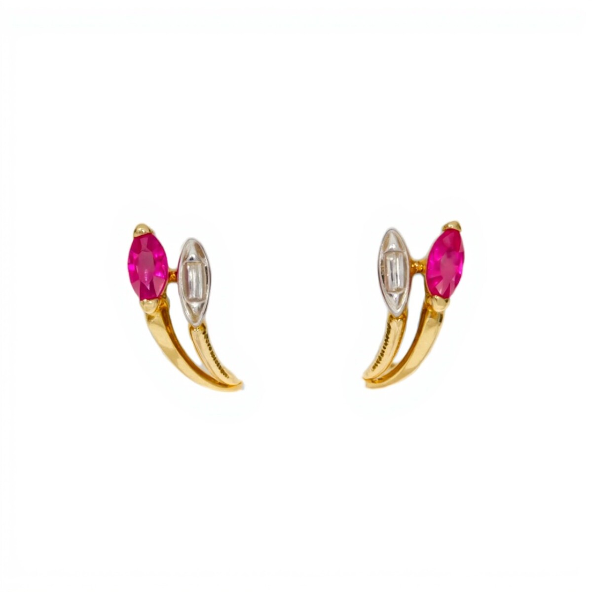Caravanas Rubí Flor oro - Oro bajo - Rubí- CA8019 - conpiedra 