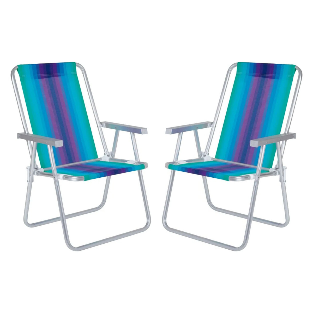 Set X2 Reposeras Sillas Alta Plegables Aluminio Conforto Mor - Verde Agua/violeta 